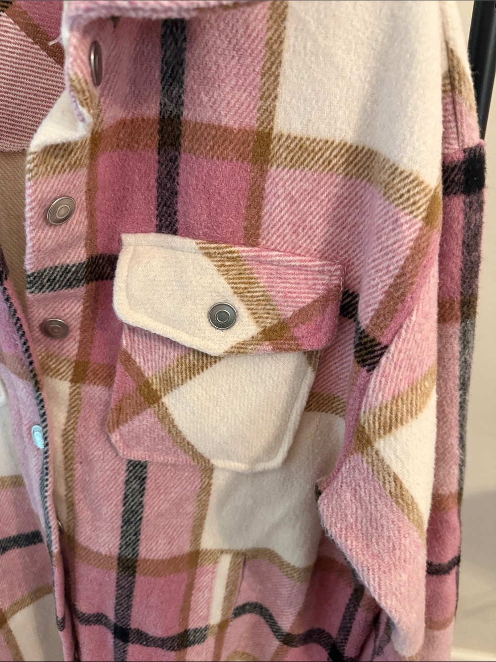 Pink Plaid Button-Up Shacket - Picture 3 of 8